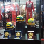 Os 3 troféus de campeão mundial de F1 de Ayrton Senna 1988 1990 1991. Fotos do acervo pessoal, tirada no Salão do Automóvel 2018.