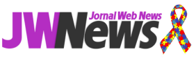 Logo do JW News com laço do mês da conscientização do Autismo
