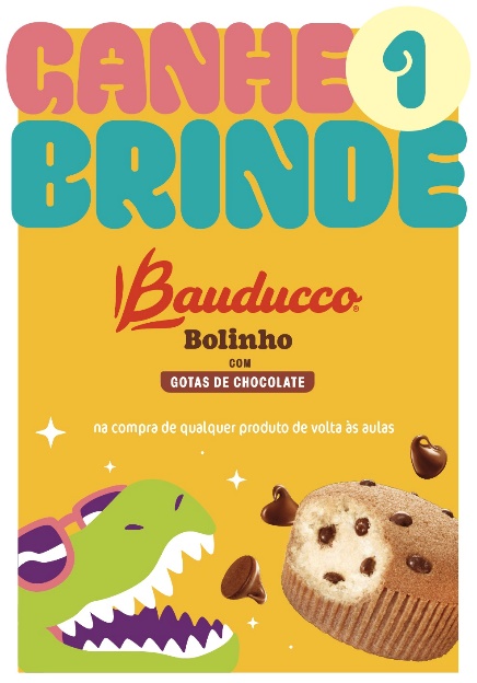 Bauducco® Bolinho com Gotas de Chocolate é o brinde na compra de qualquer produto de volta às aulas nas lojas Puket (Imagem: Divulgação)